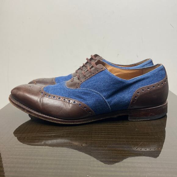 Rare Barbanera Sperelli Wingtip Denim Leather Oxford Brogue Men's 10.5 - Picture 5 of 12